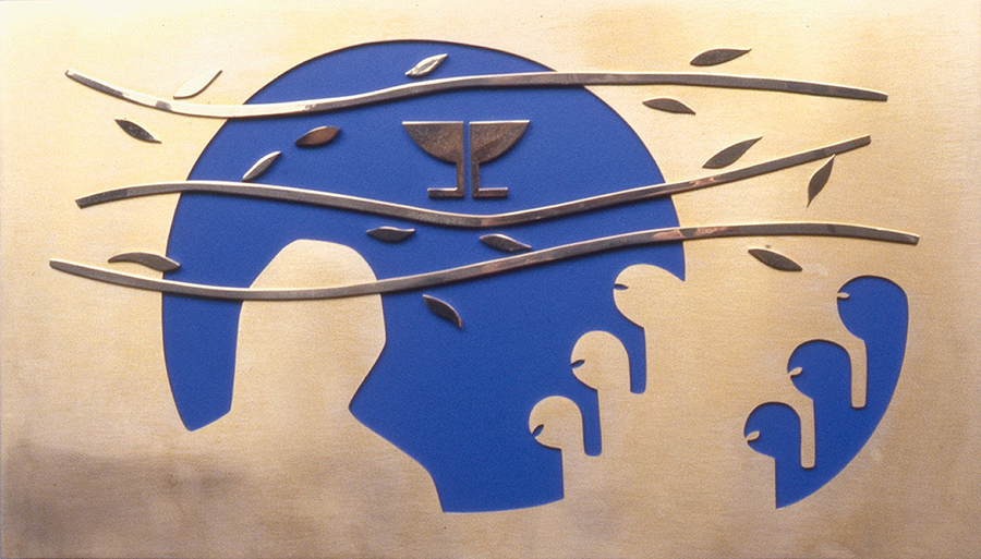 <strong>L’Agonie au Jardin des Oliviers</strong><BR>1980<BR>Bronze doré et panneau de stratifié<BR>20,5 x 30,5 cm<BR>Photo : Musée national des beaux-arts du Québec : Patrick Altman<BR><br><br>© Succession Charles Daudelin /SODRAC