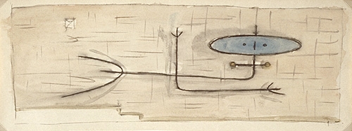 <strong>Étude pour une sculpture</strong><BR>1950<BR>Aquarelle et encre sur papier<BR>11,7 x 30,5 cm<BR>Photo : Musée national des beaux-arts du Québec : Patrick Altman<BR><br><br>© Succession Charles Daudelin /SODRAC