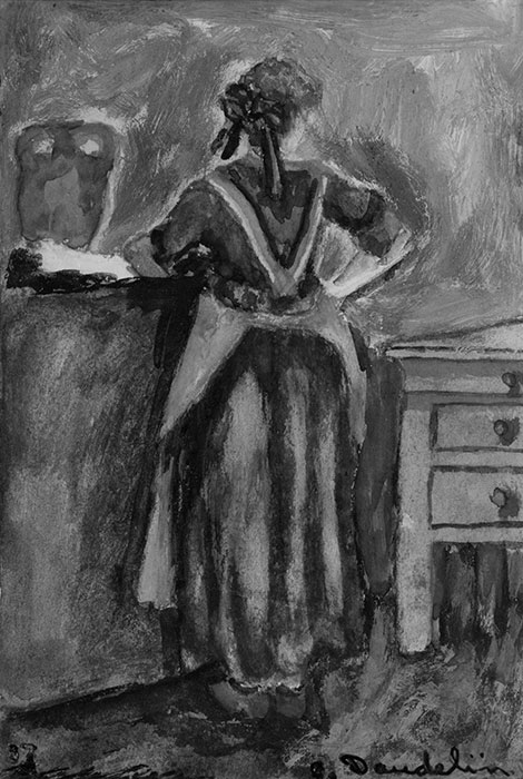 <strong>Bretonne</strong><BR>1942<BR>Huile<BR>26 x 17,4 cm<BR>Photo : épreuve à la gélatine argentique, source : Archives Charles et Louise<BR><br><br>© Succession Charles Daudelin /COVA-DAAV