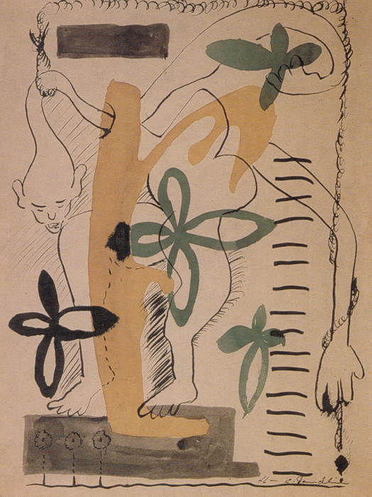 <strong><i>Sans titre</i></strong><BR>1946<BR>encre et aquarelle sur papier calque<BR>30,5 x 22,8 cm<BR><i></i><BR><BR><br><h9 style='font-size:.8em'>Photo : Pierre Longtin<br>1/1</h9><BR><br><br><h9 style='font-size:.8em'>© Succession Charles Daudelin /COVA-DAAV