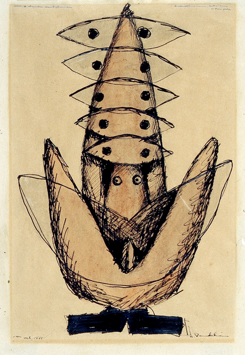 <strong><i>Sans titre</i></strong><BR>1946<BR>encre et aquarelle sur papier<BR>27,5 x 19 cm<BR><i></i><BR><BR><br><h9 style='font-size:.8em'>Photo : MNBAQ : Jean-Guy Kérouac<br>1/1</h9><BR><br><br><h9 style='font-size:.8em'>© Succession Charles Daudelin /COVA-DAAV