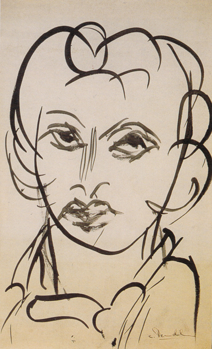 <strong><i>Sans titre (tête de femme)</i></strong><BR>1946<BR>encre sur papier<BR>35,5 x 21,4 cm<BR><i></i><BR><BR><br><h9 style='font-size:.8em'>Photo : Pierre Longtin<br>1/1</h9><BR><br><br><h9 style='font-size:.8em'>© Succession Charles Daudelin /COVA-DAAV