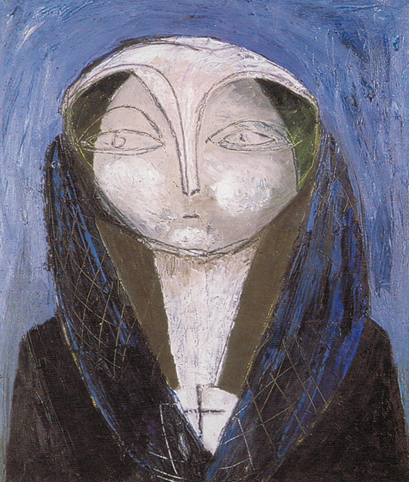 <strong><i>Blanche (Marie) de la Force</i></strong><BR>1957<BR>Huile sur toile<BR>71,4 x 60,8 cm<BR><i></i><BR><BR><br><h9 style='font-size:.8em'>Photo : Pierre Longtin<br>1/1</h9><BR><br><br><h9 style='font-size:.8em'>© Succession Charles Daudelin /COVA-DAAV