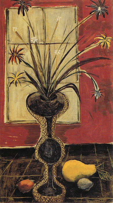 <strong>Le Bouquet</strong><BR>1958<BR>Huile sur panneau de fibre de bois<BR>60,5 x 34 cm<BR>Photo : Musée national des beaux-arts du Québec : Patrick Altman<BR><br><br>© Succession Charles Daudelin /SODRAC