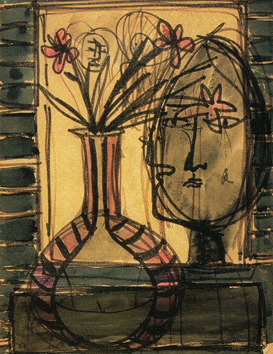<strong><i>Sans titre</i></strong><BR>1958<BR>Encre sur papier marouflé sur masonite<BR>30 x 23 cm<BR><i></i><BR><BR><br><h9 style='font-size:.8em'>Photo : Pierre Longtin<br>1/1</h9><BR><br><br><h9 style='font-size:.8em'>© Succession Charles Daudelin /COVA-DAAV