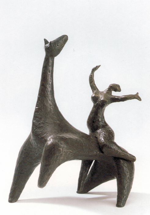 <strong>La cavalière</strong><BR>1963<BR>Bronze<BR>27,5 x 21 x 19 cm<BR>Photo : Photographe inconnu<BR><br><br>© Succession Charles Daudelin /SODRAC