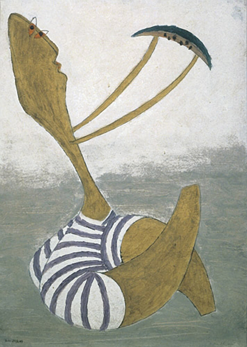 <strong>Le mangeur de pastèques</strong><BR>1948<BR>Huile sur toile<BR>57,4 x 42,4 cm<BR>Photo : Centre de documentation Yvan Boulerice<BR><br><br>© Succession Charles Daudelin /COVA-DAAV
