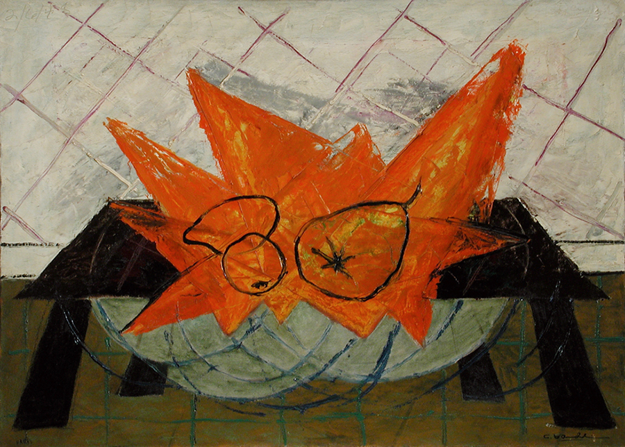 <strong>Nappe orangée</strong><BR>1948<BR>Huile sur toile<BR>65,2 x 90 cm<BR>Photo : MACM<BR><br><br>© Succession Charles Daudelin /COVA-DAAV