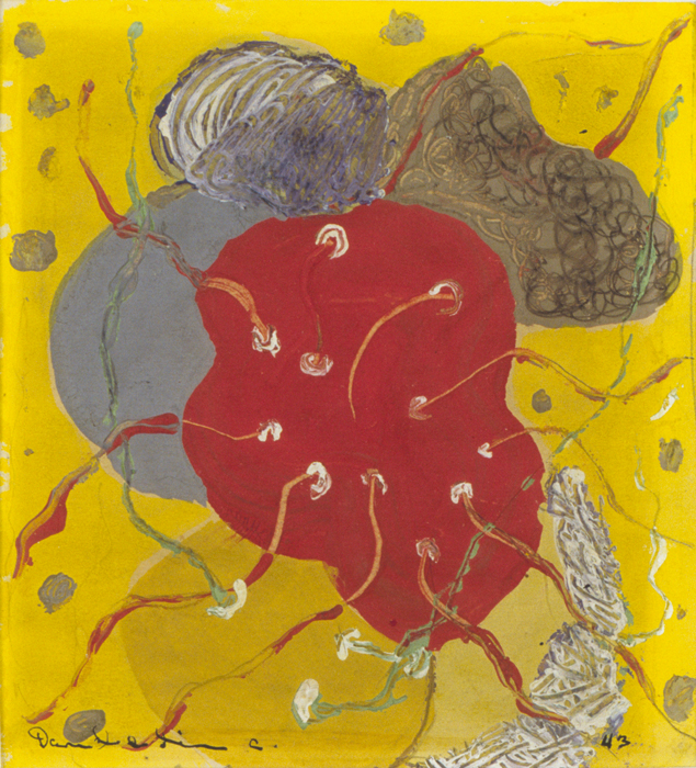 <strong>Sans titre</strong><BR>1943<BR>Gouache sur papier<BR>11,3 x 10,2 cm<BR>Photo : Richard-Max Tremblay<BR><br><br>© Succession Charles Daudelin /COVA-DAAV