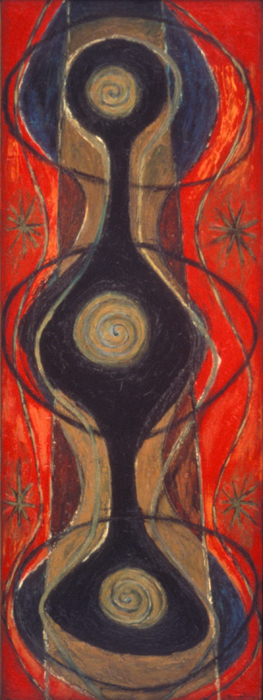 <strong>Le Rouge et le noir</strong><BR>1955<BR>Huile sur masonite<BR>122 x 45,7 cm<BR>Photo : Musée d'art contemporain de Montréal<BR><br><br>© Succession Charles Daudelin /SODRAC