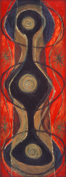 <strong>Le Rouge et le noir</strong><BR>1955<BR>Huile sur masonite<BR>122 x 45,7 cm<BR>Photo : Musée d'art contemporain de Montréal<BR><br><br>© Succession Charles Daudelin /COVA-DAAV