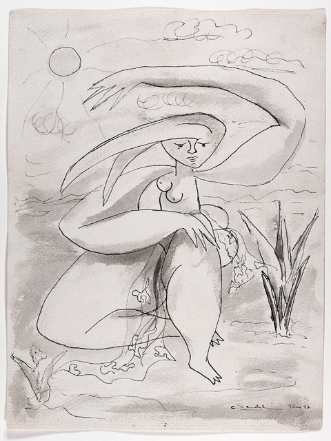 <strong>Sans titre</strong><BR>1947<BR>Plume et encre noire avec lavis noir sur papier vélin<BR>31,8 x 24 cm<BR>Photo : Musée des beaux-arts du Canada<BR><br><br>© Succession Charles Daudelin /COVA-DAAV