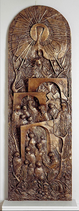 <strong>Maquette pour le retable de la chapelle du Sacré-Coeur de la basilique Notre-Dame</strong><BR>1980<BR>Bronze<BR>267 X 86 x 13 cm<BR>Photo : Musée des beaux-arts de Montréal : Brian Merret<BR><br><br>© Succession Charles Daudelin /COVA-DAAV