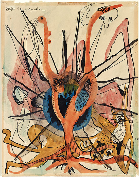 <strong>Sans titre</strong><BR>1945<BR>Encre, aquarelle<BR>27,7 x 21,6 cm<BR>Photo : Musée des beaux-arts de Montréal : Christine Guest<BR><br><br>© Succession Charles Daudelin /COVA-DAAV