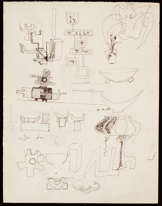 <strong><i>Dessins pour objets liturgiques</i></strong><BR>1964<BR>Mine de plomb sur papier<BR> <BR><i></i><BR><BR><br><h9 style='font-size:.8em'>Photo : Musée des maîtres et artisans du Québec<br>1/1</h9><BR><br><br><h9 style='font-size:.8em'>© Succession Charles Daudelin /COVA-DAAV