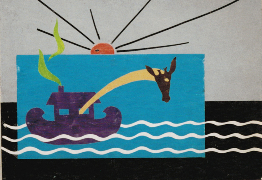 <strong>L'arche de Noé</strong><BR>1947<BR>Gouache et collage sur papier<BR>30,5 x 42,5 cm<BR>Photo : Musée des maîtres et artisans du Québec<BR><br><br>© Succession Charles Daudelin /SODRAC