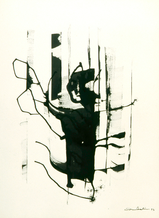 <strong>Don Quichotte romain</strong><BR>1993<BR>encre sur papier Arches<BR>76 x 56 cm<BR>Photo : Musée national des beaux-arts du Québec : Patrick Altman<BR><br><br>© Succession Charles Daudelin /COVA-DAAV