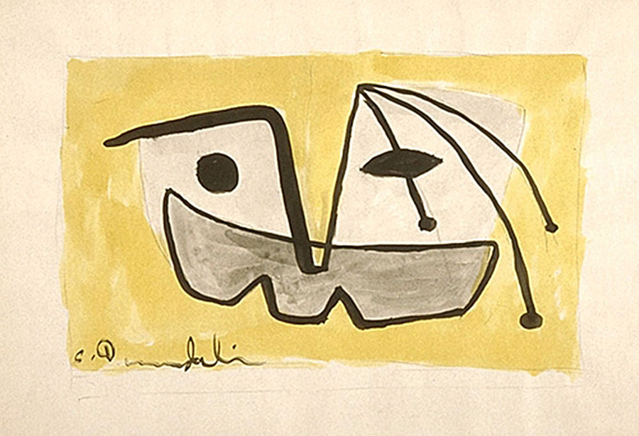 <strong>Étude de rideau de scène du Théâtre des marionnettes</strong><BR>1948<BR>Encre, aquarelle et mine de plomb sur papier<BR>30,5 x 45,5 cm<BR>Photo : Musée national des beaux-arts du Québec : Jean-Guy Kérouac<BR><br><br>© Succession Charles Daudelin /COVA-DAAV