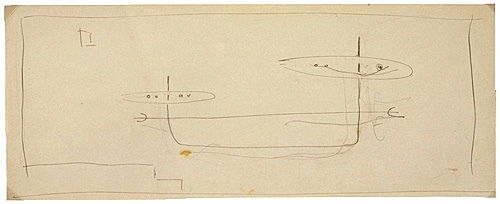 <strong>Étude pour une sculpture</strong><BR>1950<BR>Encre et mine de plomb sur papier<BR>12 x 30,5 cm<BR>Photo : Musée national des beaux-arts du Québec : Patrick Altman<BR><br><br>© Succession Charles Daudelin /COVA-DAAV