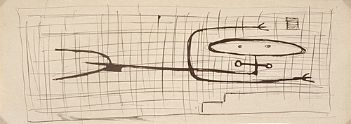 <strong>Étude pour une sculpture</strong><BR><BR>Encre sur papier<BR>11,1 x 30,5 cm<BR>Photo : Musée national des beaux-arts du Québec : Patrick Altman<BR><br><br>© Succession Charles Daudelin /SODRAC