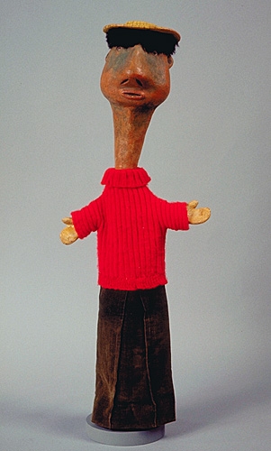 <strong>Gogo</strong><BR>1951<BR>Pâte de bois, carton, coton et laine<BR>75 x 13 x 12,5 cm<BR>Photo : Musée national des beaux-arts du Québec : Patrick Altman<BR><br><br>© Succession Charles Daudelin /COVA-DAAV