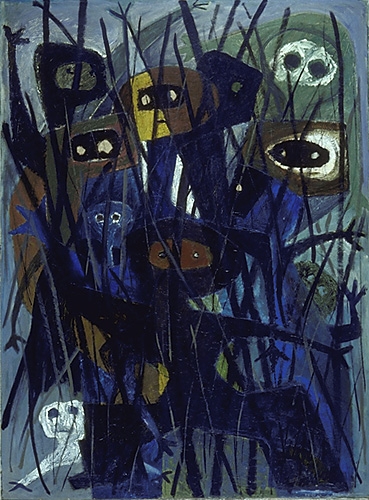 <strong>La Brousse</strong><BR>1954-1958<BR>Huile sur panneau de fibre de bois<BR>142 x 106 cm<BR>Photo : Musée national des beaux-arts du Québec : Patrick Altman<BR><br><br>© Succession Charles Daudelin /SODRAC