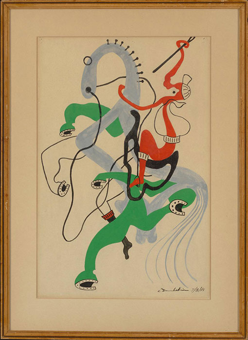 <strong>Sans titre (Jockey)</strong><BR>1945<BR>Gouache sur papier<BR>56 x 40 cm<BR>Photo : Idra Labrie<BR><br><br>© Succession Charles Daudelin /SODRAC