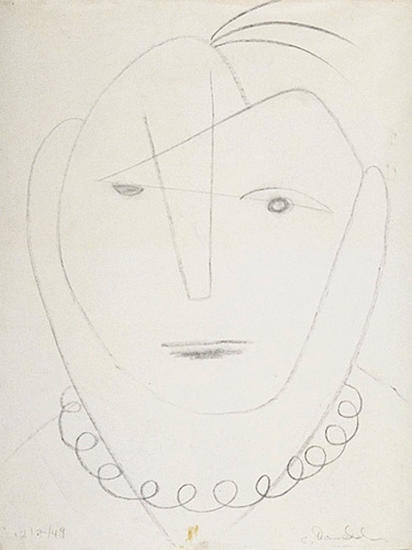 <strong>Tête de femme</strong><BR>1949<BR>Fusain sur papier<BR>56,4 x 43,5 cm<BR>Photo : Musée national des beaux-arts du Québec : Jean-Guy Kérouac<BR><br><br>© Succession Charles Daudelin /COVA-DAAV