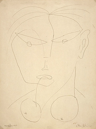 <strong>Tête d'homme</strong><BR>1949<BR>Encre sur papier<BR>30,4 x 23,1 cm<BR>Photo : Musée national des beaux-arts du Québec : Patrick Altman<BR><br><br>© Succession Charles Daudelin /COVA-DAAV