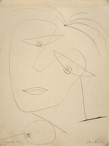 <strong>Tête d'homme</strong><BR>1949<BR>Encre sur papier<BR>30,4 x 23 cm<BR>Photo : Musée national des beaux-arts du Québec : Patrick Altman<BR><br><br>© Succession Charles Daudelin /COVA-DAAV