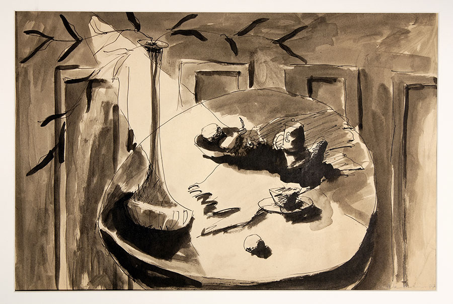 <strong><i>Sans titre</i></strong><BR>1947<BR>Encre sur papier<BR>30,5 x 46,1 cm<BR><i></i><BR><BR><br><h9 style='font-size:.8em'>Photo : Antoine Rabeau-Daudelin<br>1/1</h9><BR><br><br><h9 style='font-size:.8em'>© Succession Charles Daudelin /COVA-DAAV
