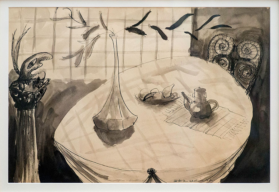 <strong><i>Sans titre (nature morte à théière)</i></strong><BR>1947<BR>Encre sur papier<BR>30,6 x 46,1 cm<BR><i></i><BR><BR><h9 style='font-size:.8em'>Photo : 1/1</h9><BR><br><br><h9 style='font-size:.8em'>© Succession Charles Daudelin /COVA-DAAV