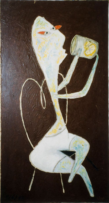<strong>Le buveur de citronnade</strong><BR>1948<BR>Huile sur toile<BR>90 x 50,3 cm<BR>Photo : Musée national des beaux-arts du Québec<BR><br><br>© Succession Charles Daudelin /SODRAC