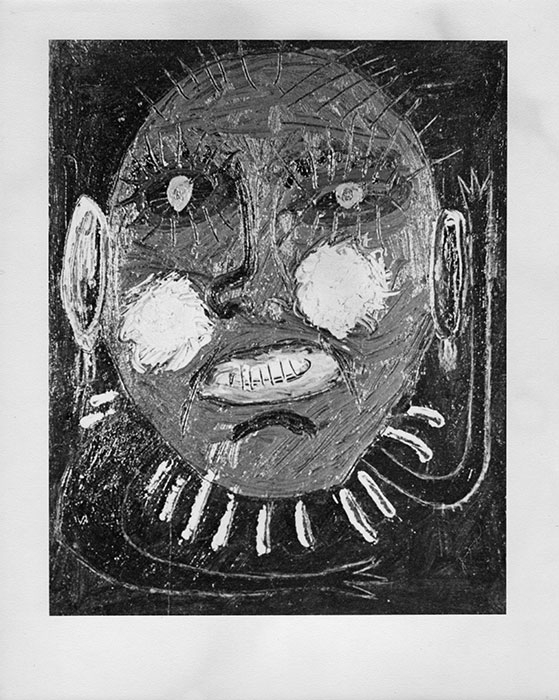 <strong><i>Le cannibale</i></strong><BR>1948<BR>Huile sur toile<BR>46,4 x 58 cm. approx.<BR><i></i><BR><BR><br><h9 style='font-size:.8em'>Photo : photographe inconnu, épreuve à la gélatine argentique, source : Archives Charles et Louise Daudelin<br>1/1</h9><BR><br><br><h9 style='font-size:.8em'>© Succession Charles Daudelin /COVA-DAAV